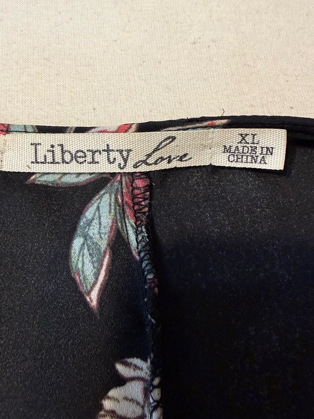 Liberty Love Black Floral Open Cardigan with Red and White Flowers - Picture 6 of 7